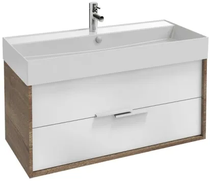 Тумба под раковину Jacob Delafon Vivienne 100 см, корпус дуб табак, фасад белый глянцевый лак, EB1585-E52-G1C