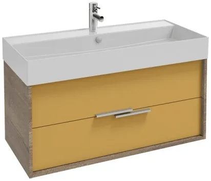 Тумба под раковину Jacob Delafon Vivienne 100 см, корпус дуб табак, фасад императорский жёлтый глянцевый, EB1585-E52-G1N