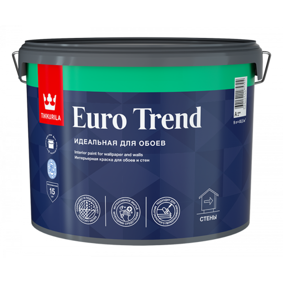 Краска для обоев и стен Тиккурила (Tikkurila) EURO TREND C мат 9л