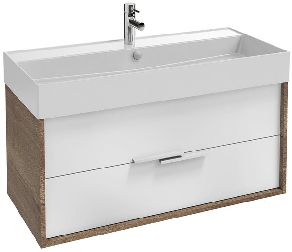 Тумба под раковину Jacob Delafon Vivienne 100 см, корпус дуб табак, фасад белый глянцевый лак, EB1585-E52-G1C